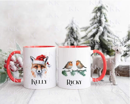 Christmas Animal Personalised Mug - Highland - Robin - Raccoon- Guinea Pig - And More - Stocking Filler- Animal Mug - For him - for her
