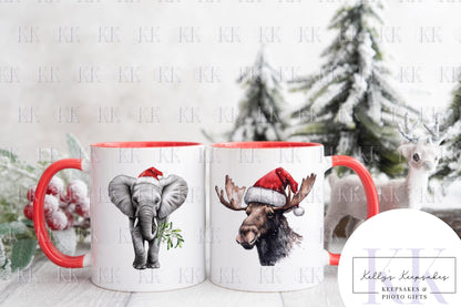 Christmas Animal Personalised Mug - Highland - Robin - Raccoon- Guinea Pig - And More - Stocking Filler- Animal Mug - For him - for her