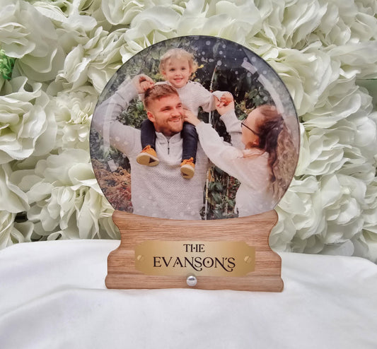 Personalised Christmas Snowglobe Photo Decoration - Family photo- christmas time