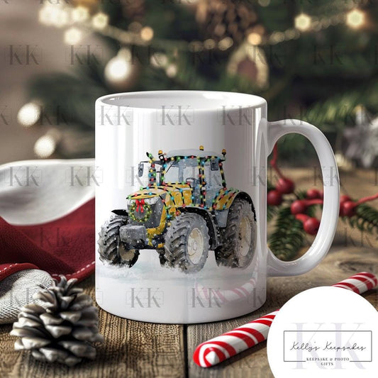 Christmas Tractor Mug - Personalised with name - Gift for farmer - gift for him - gift for her