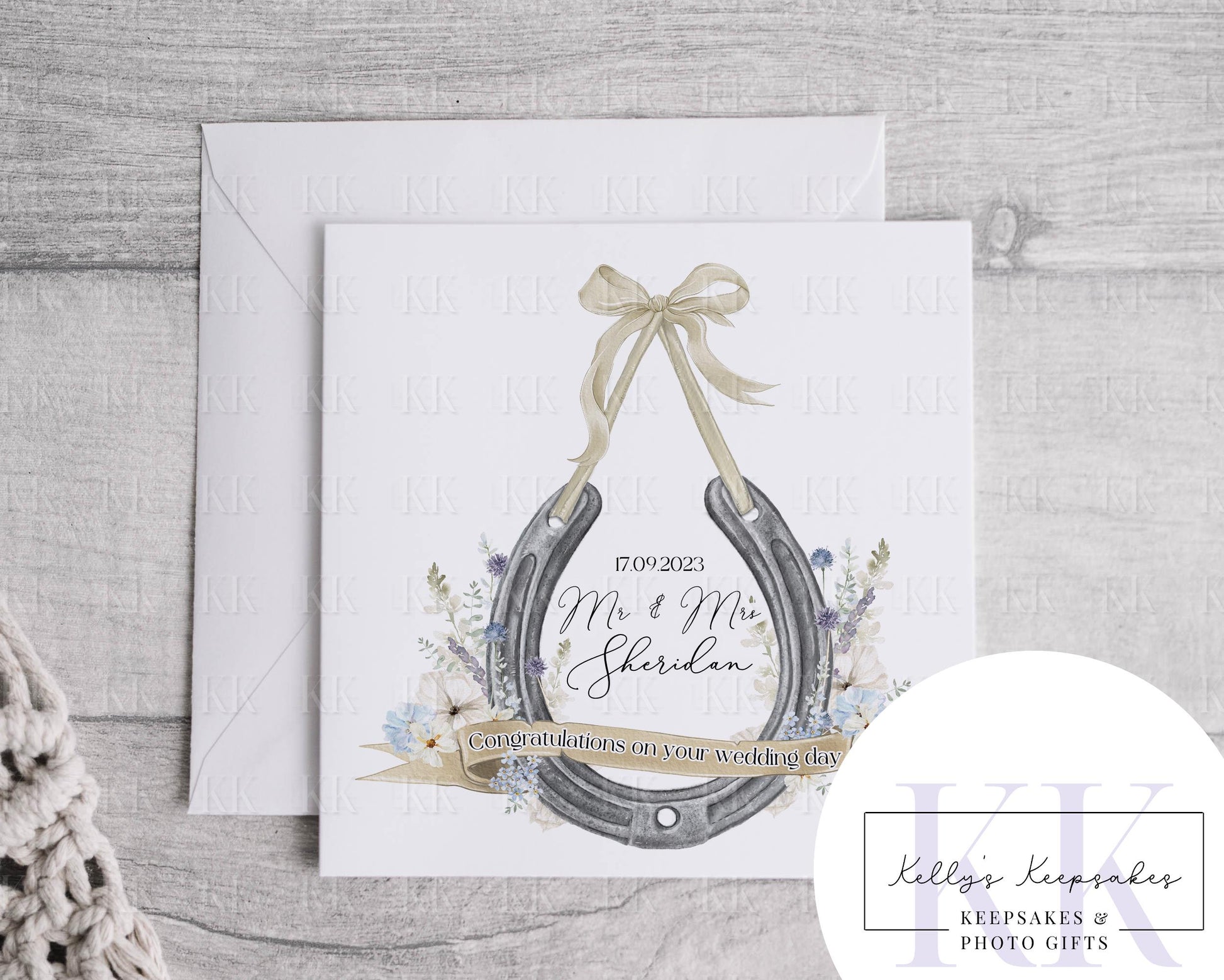 Personalised - Congratulations On Your Wedding Day - Horse shoe Personalised Card - Wedding Gift