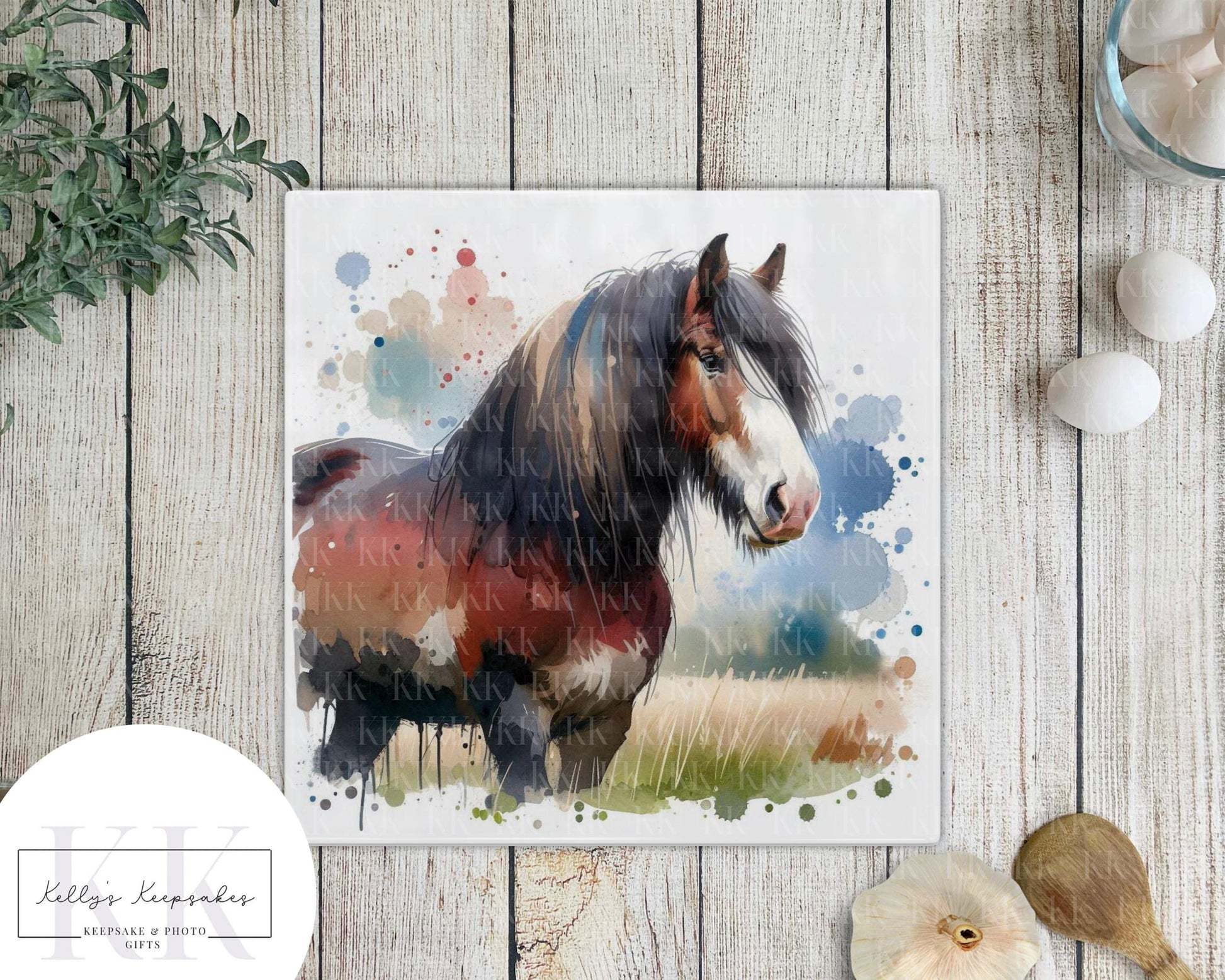 Shire Horse Inspired Glass Copping Board - Worktop Saver - Horse Lover - Kitchen Decor - different sizes