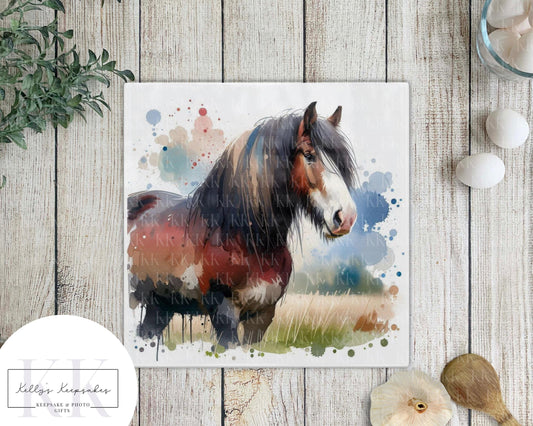 Shire Horse Inspired Glass Copping Board - Worktop Saver - Horse Lover - Kitchen Decor - different sizes