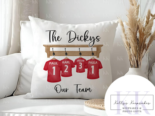 Personalised Family Football Team Velvet Cushion - Football Team - Football Gift - Football Cushion - Gift for Dad - Gift For Him