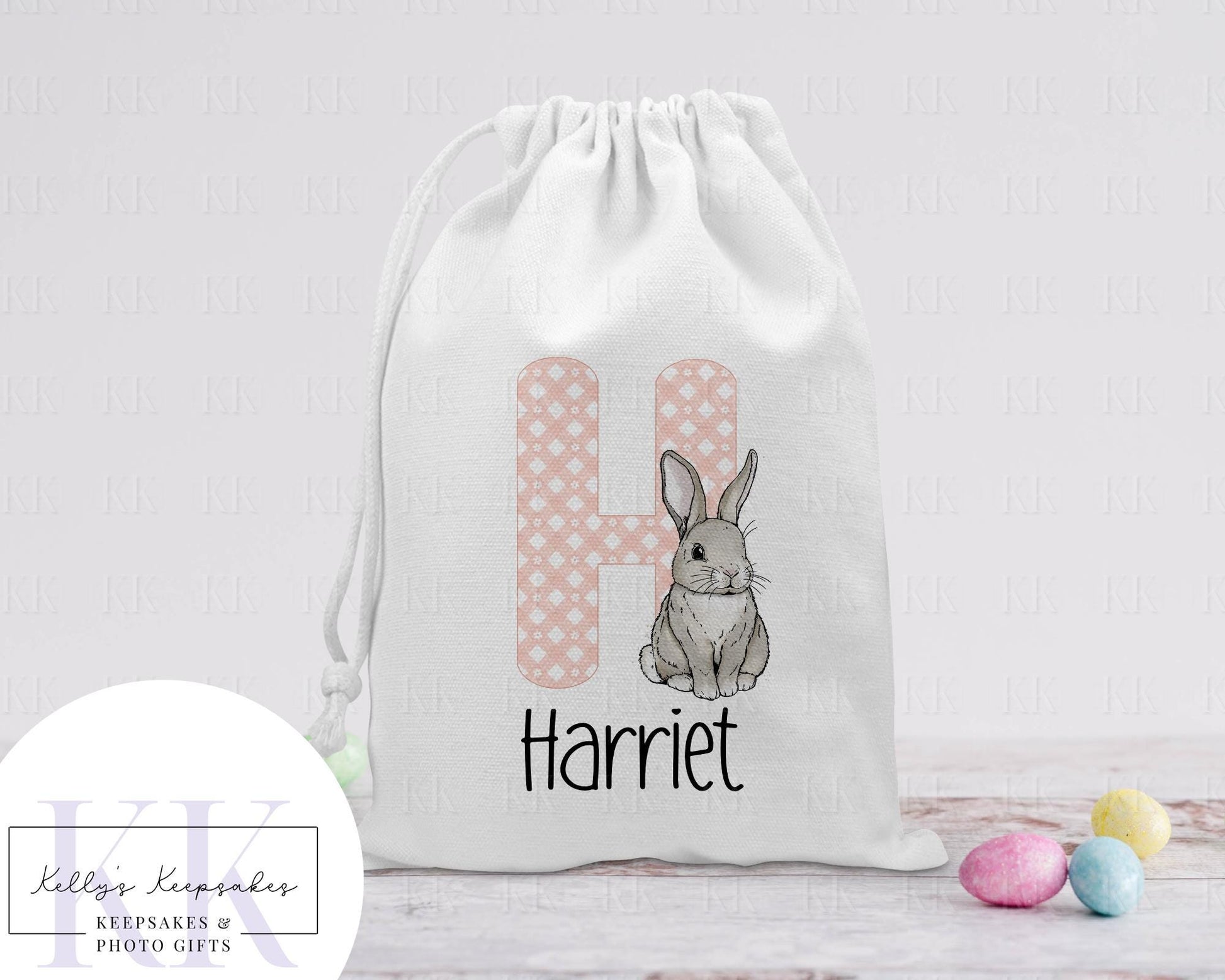 Personalised Easter Bunny Alphabet Sack - Easter Bunny Bag - Treat Bag, Snack Bag, Easter Egg Hunt - Girl, Boy, Children