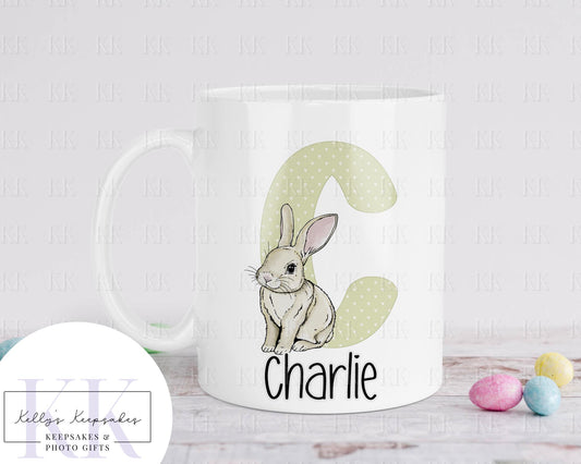 Personalised Easter Bunny Alphabet Mug - Children's Cup - Easter Gift - Rabbit Mug for Kids- Boys And Girls Personalised Gift