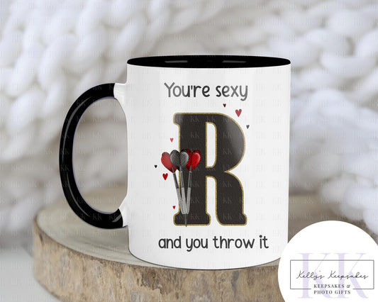 Darts Valentines Day Letter Mug - You're Sexy And You Throw it - Valentines Day Gift - For Him - For her - Darts Player