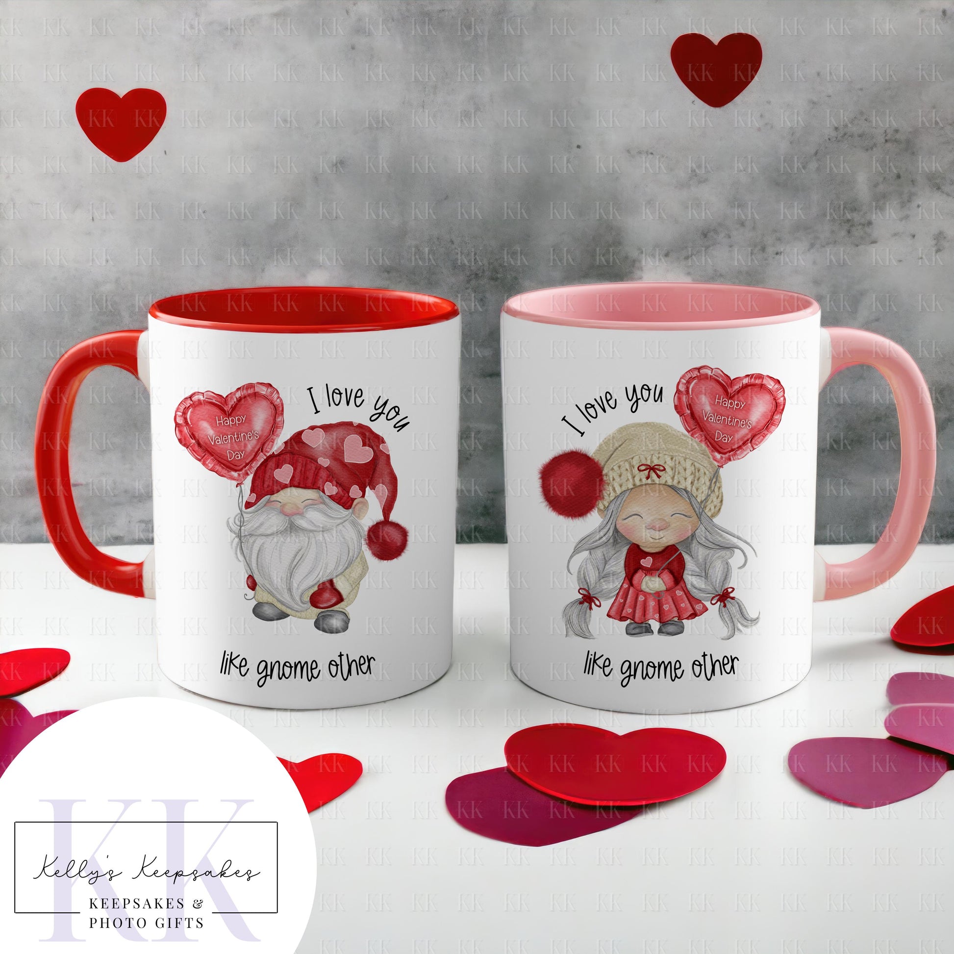 Valentines Gnome Mug - Can Be Personalised - Valentines Gonk - Valentines Present - For him - For her - Matching Couple Gift - love you