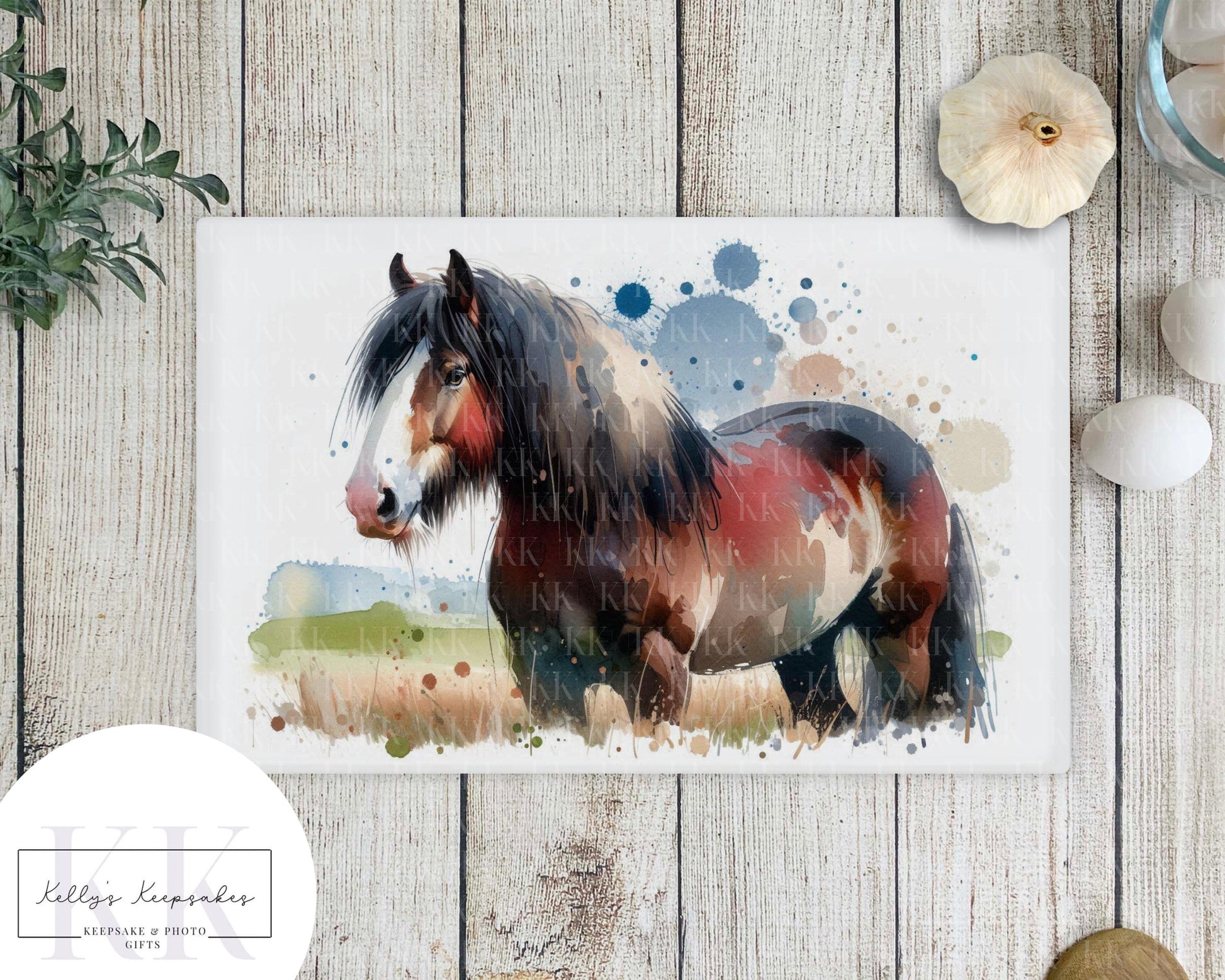 Shire Horse Inspired Glass Copping Board - Worktop Saver - Horse Lover - Kitchen Decor - different sizes