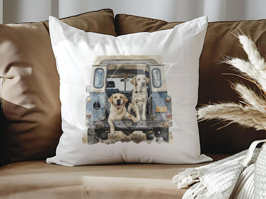 Working Dog Land Rover Velvet Cushion - Lab - Cocker - Collie - Rottweiler - Greyhound - Beagle -Shepherd - Terrier - Gun Dog - Countryside