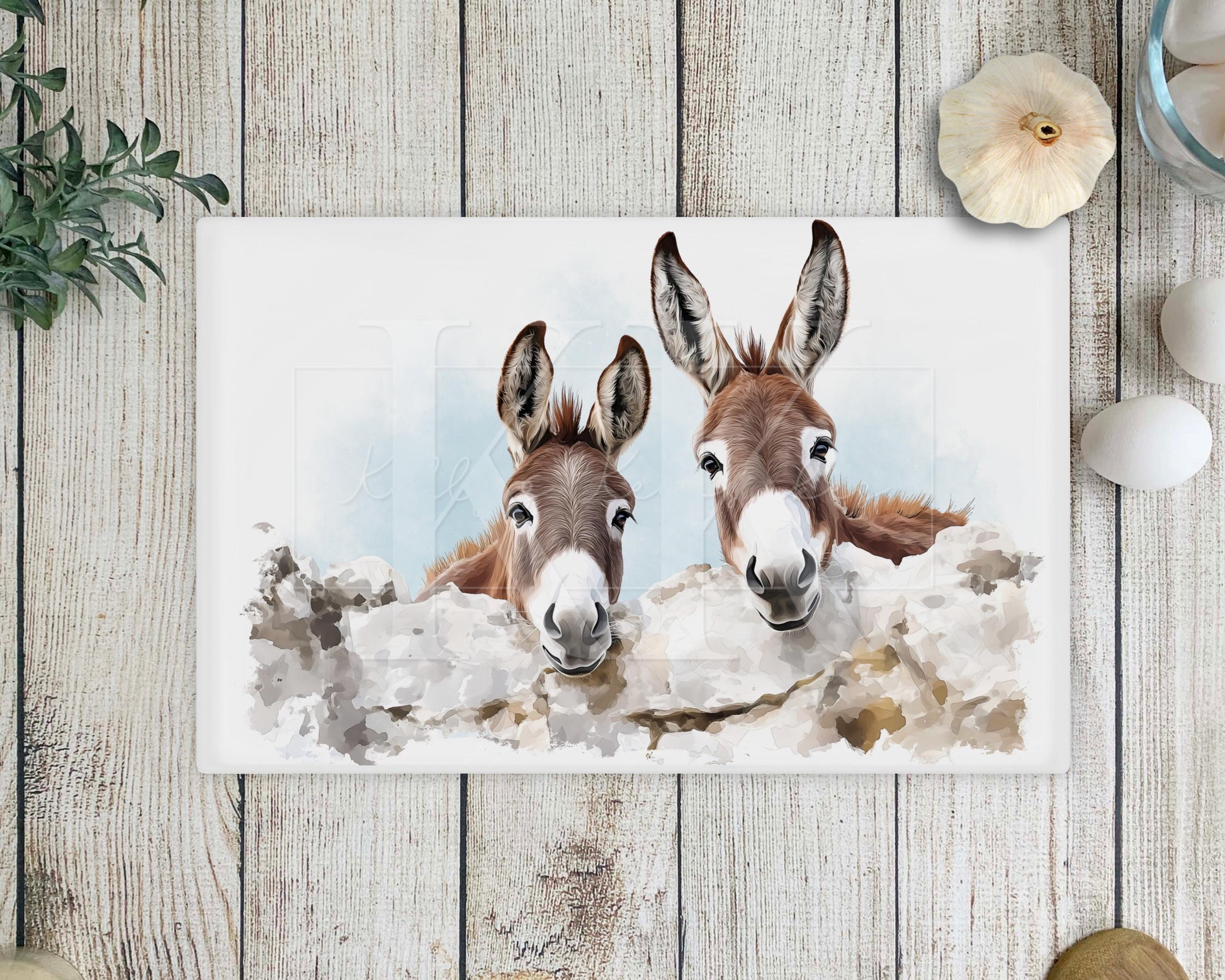 Donkey Kitchen Glass Chopping board - Worktop Saver - Kitchen Chopping Board - Country Kitchen - Farmhouse- Donkey Gift