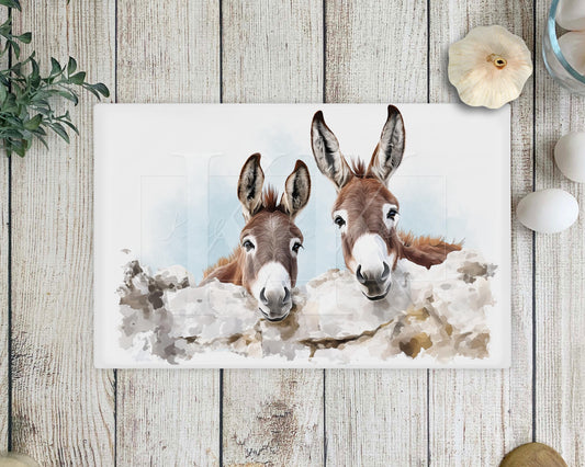 Donkey Kitchen Glass Chopping board - Worktop Saver - Kitchen Chopping Board - Country Kitchen - Farmhouse- Donkey Gift