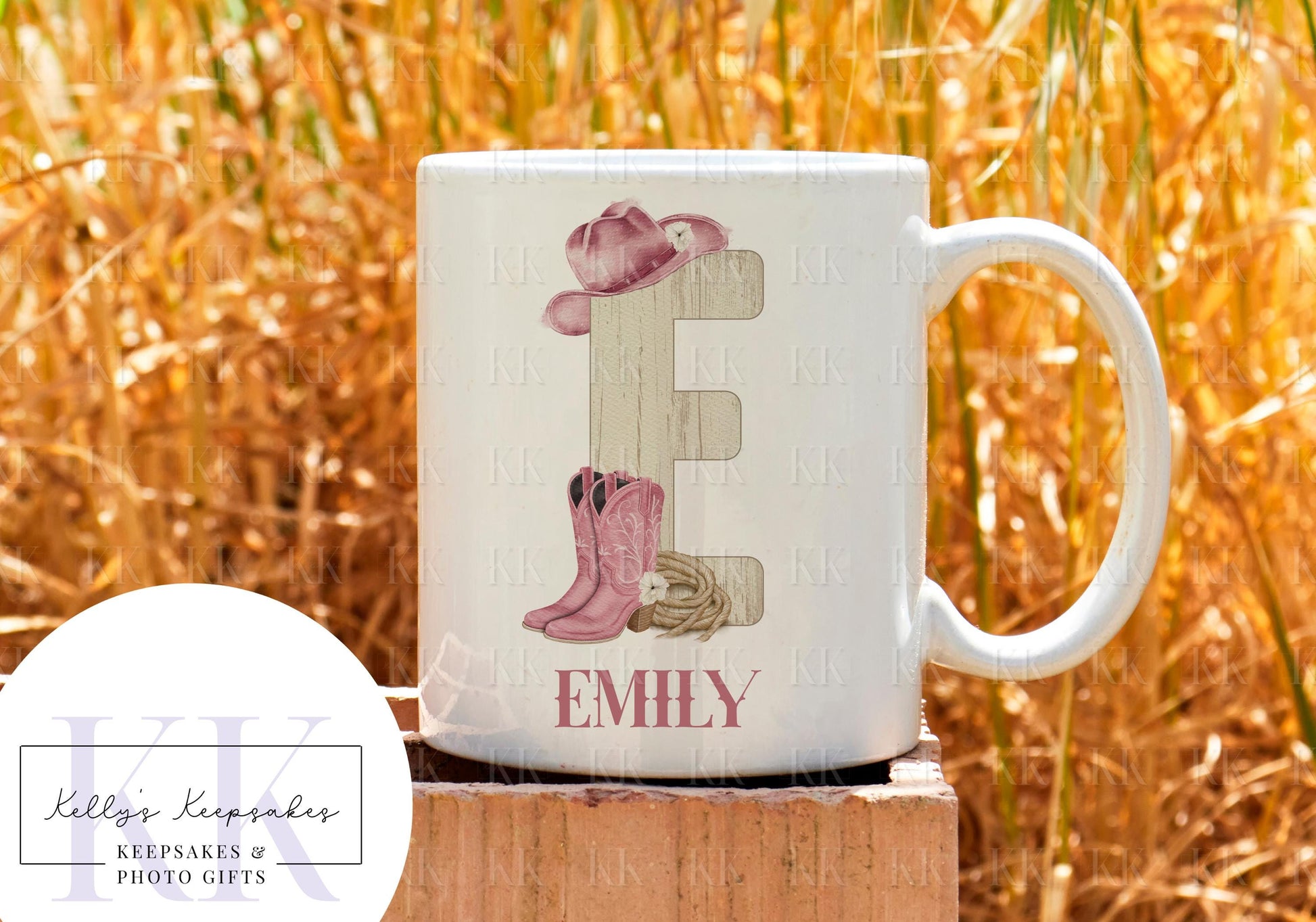 Cowboy Alphabet Personalised Mug - Cowgirl - Cowboy boots - gift for her - gift for him - Pink or Neutral - keep it country