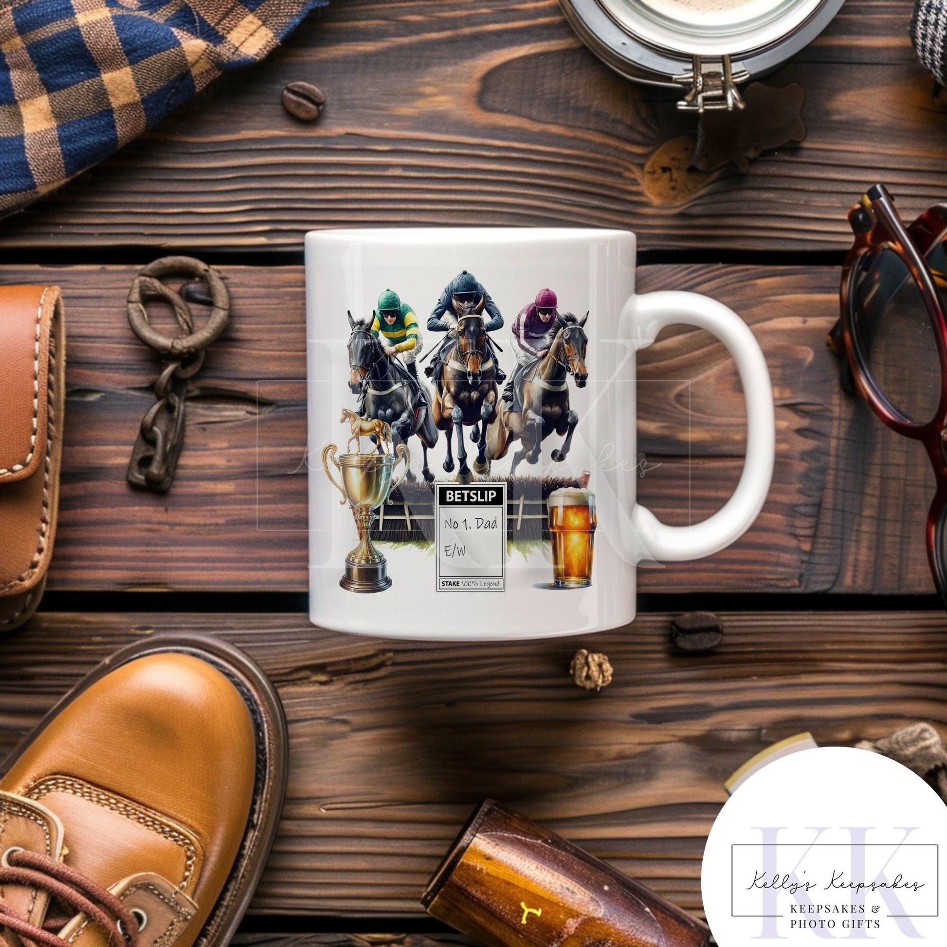 Horse Racing Mug - Horse Races - Betting Slip - Race Horse - Gift for him - Fathers Day - Custom Note