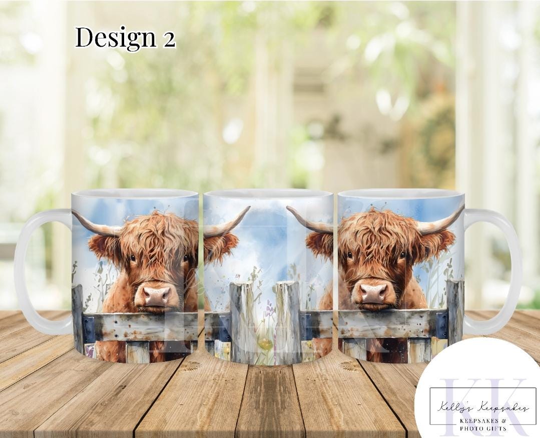 Watercolour Highland Cow Mug - Highland Coo - Farm Life - Scottish Country- Countryside - Cow lovers- gift for her - Gift for him