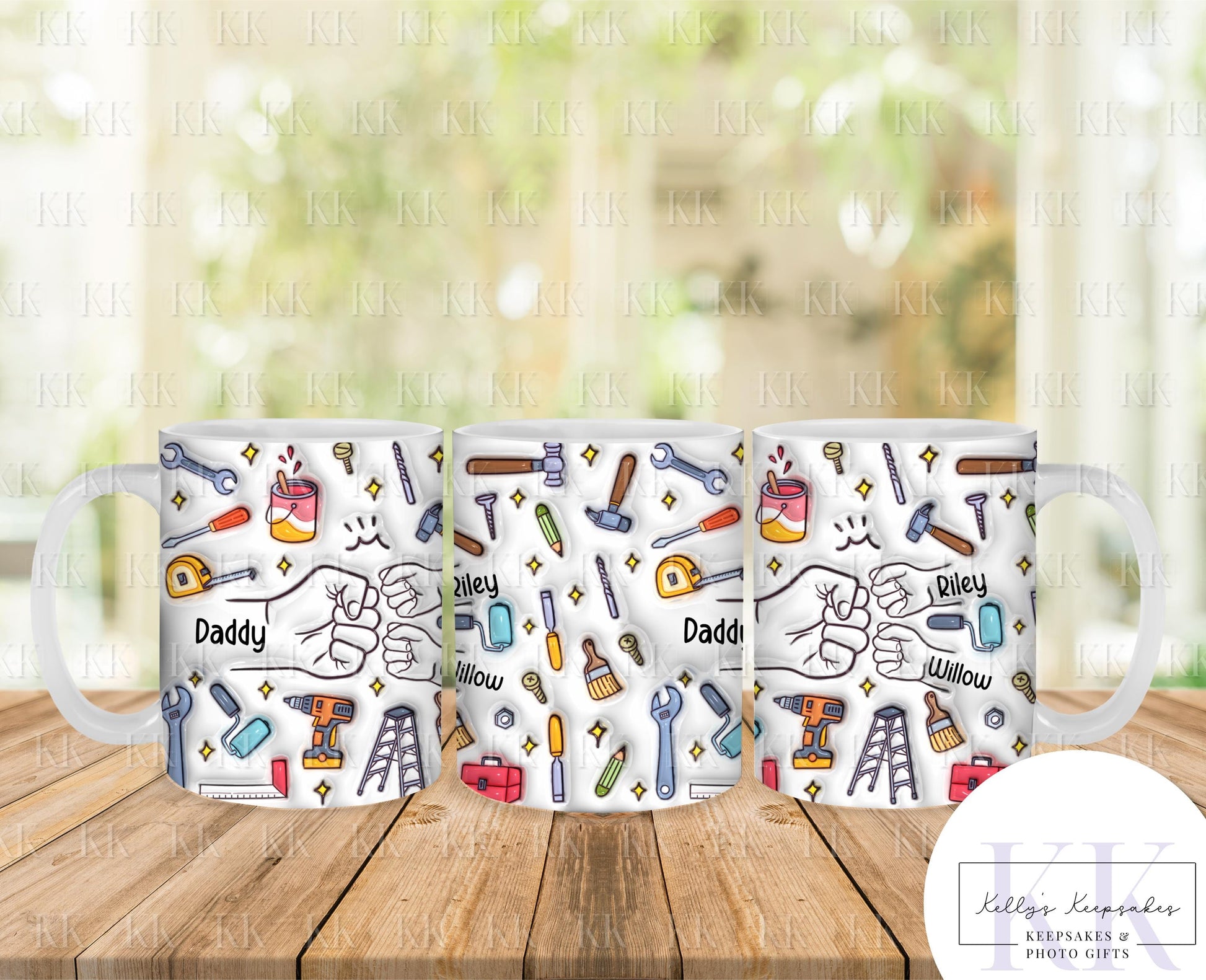 Personalised Tool Fist Bump Dad Mug - Fathers Day - Dad - Step Dad - Gift for him - upto 6 hands - Handy Man - Worker