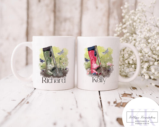 Personalised Gardening Wellington Boot Mug - Enamel Mug - Ceramic Mug - Welly Boots - Gift for him - Gift for her - Gardener - Gardening