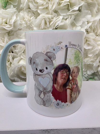 Personalised Photo Teddy Bear Mug - Mothers Day- Birthday Gift - For Her - Photo Gift