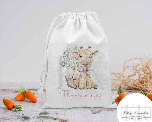 Easter Giraffe Personalised Sack - Gift Bag - Personalised Sack - Easter Gift - Personalised Easter