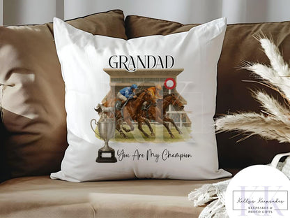 Horse Racing Personalised Cushion - Do Not Disturb The Racing Is On - Horse Races - Betting Slip - Racing Horse - Gift for him - Custom 2