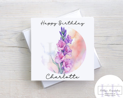 Birth Month Flowers Personalised Birthday Greeting Card - Birthday Card - Flower of month - Occasion Card - Card for her
