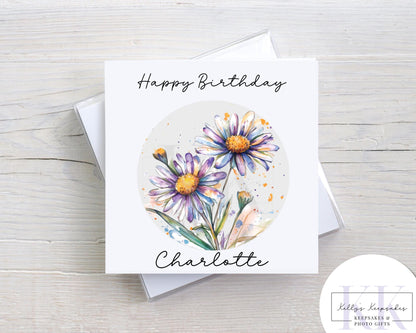 Birth Month Flowers Personalised Birthday Greeting Card - Birthday Card - Flower of month - Occasion Card - Card for her