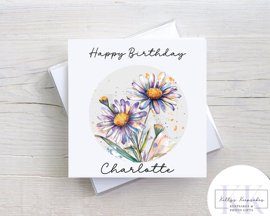 Birth Month Flowers Personalised Birthday Greeting Card - Birthday Card - Flower of month - Occasion Card - Card for her