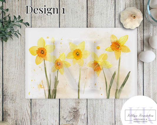 Daffodil Kitchen Glass Chopping board - Worktop Saver - Kitchen Chopping Board - Country Kitchen - Farmhouse- flower gift