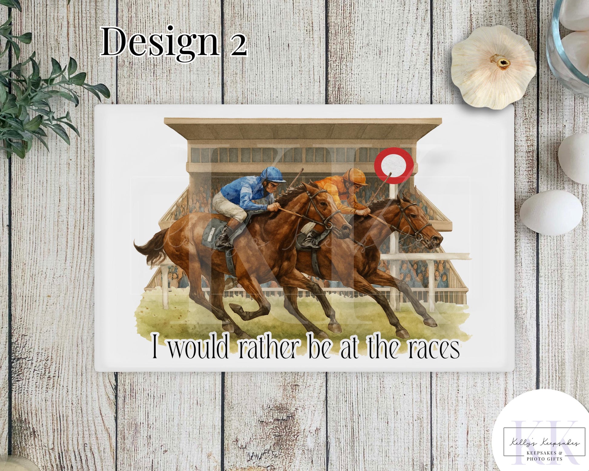 Horse Racing Glass Chopping Board - Worktop Saver - At the races- Glass Board - Home Bar - Horse Races - Race Horse