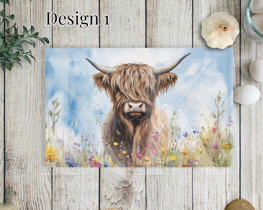 Highland Cow Glass Chopping Board - Kitchen Counter Saver - Work Top Saver - Country Decor - Kitchen Decor - New Home Gift- Highland Coo