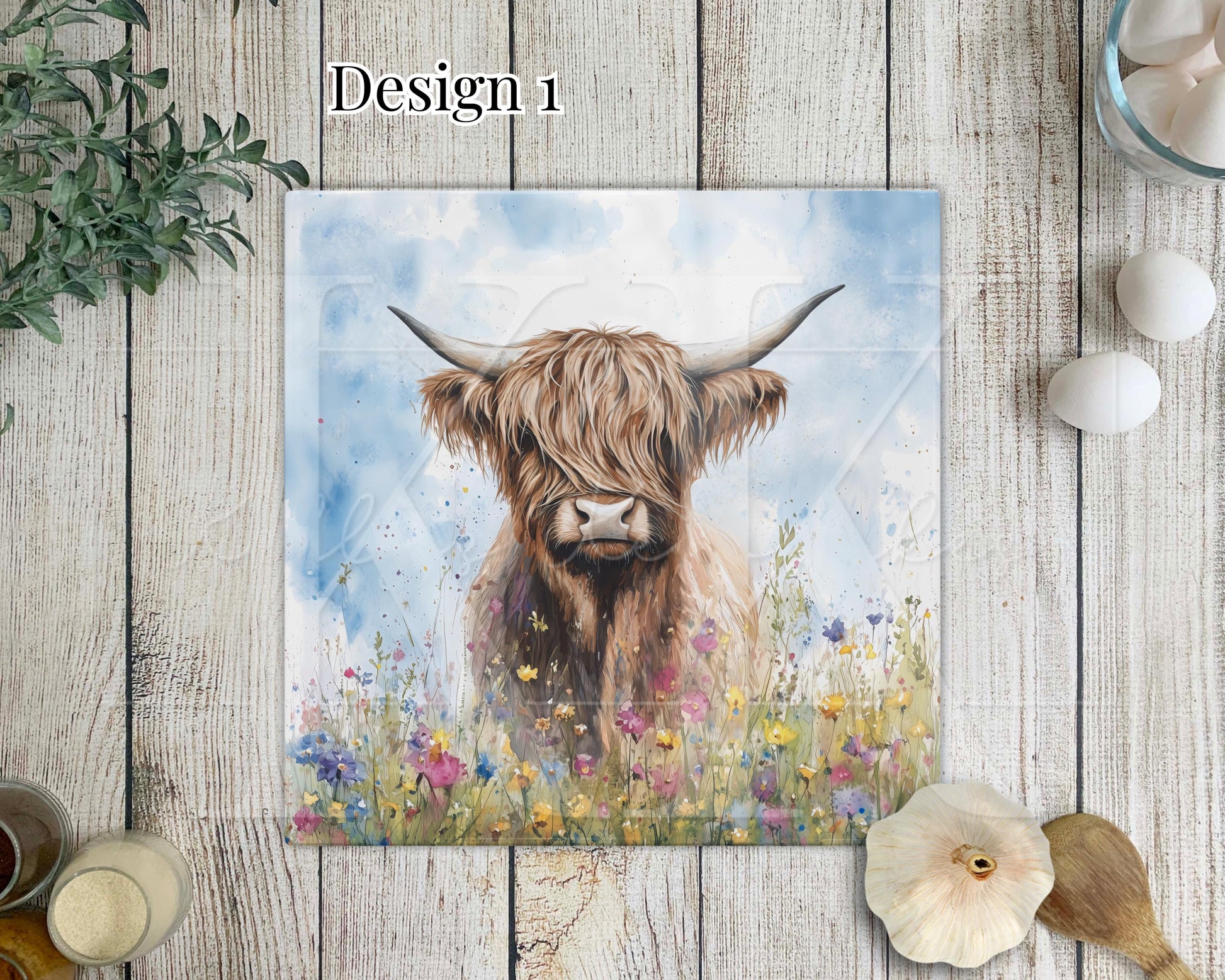 Highland Cow Glass Chopping Board - Kitchen Counter Saver - Work Top Saver - Country Decor - Kitchen Decor - New Home Gift- Highland Coo