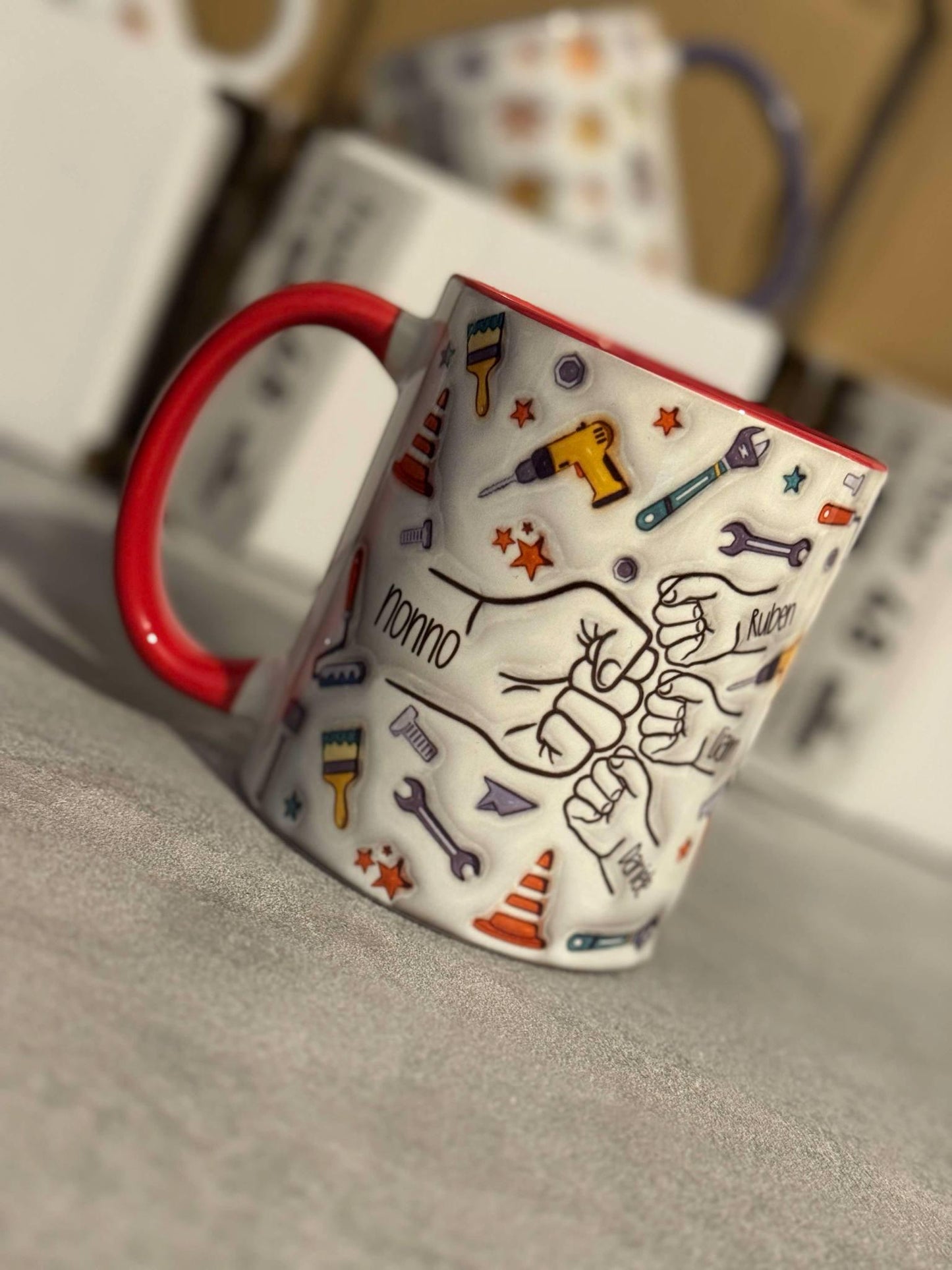 Personalised Tool Fist Bump Dad Mug - Fathers Day - Dad - Step Dad - Gift for him - upto 6 hands - Handy Man - Worker