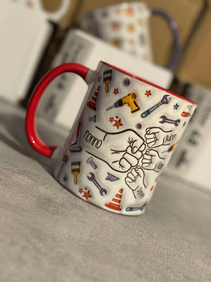 Personalised Tool Fist Bump Dad Mug - Fathers Day - Dad - Step Dad - Gift for him - upto 6 hands - Handy Man - Worker
