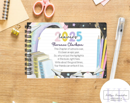 Personalised A6 Leavers Book – Class of 2025 | End of School Autograph & Memory Book | Keepsake for Year 6, Year 11, or Nursery Graduates