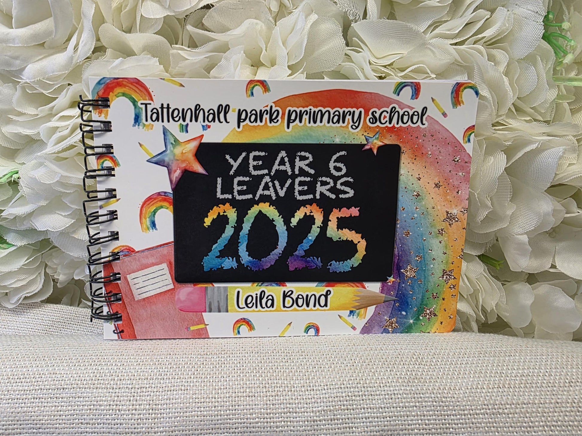 Personalised A6 Leavers Book – Class of 2025 | End of School Autograph & Memory Book | Keepsake for Year 6, Year 11, or Nursery Graduates
