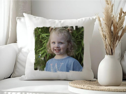 Custom Velvet Photo Cushion 40x40cm – Personalised Cushion with Your Photo – Choice of Back Colours – Includes Inner – Keepsake Gift