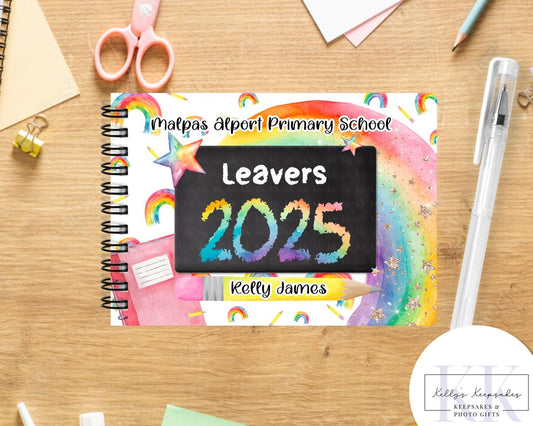 Personalised A6 Leavers Book – Class of 2025 | End of School Autograph & Memory Book | Keepsake for Year 6, Year 11, or Nursery Graduates