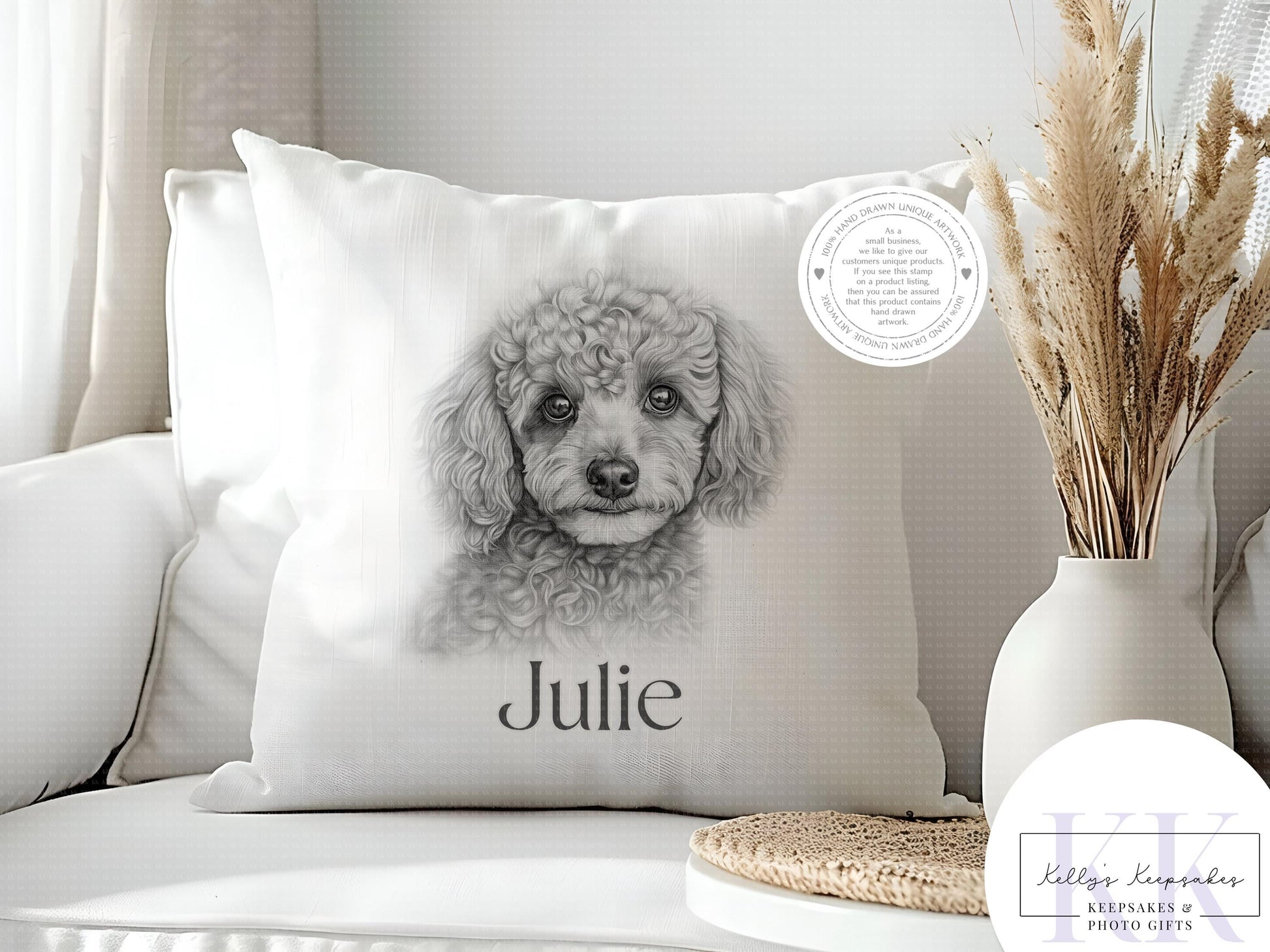 Personalised Sketchy Mini Poodle - Cushion - Mug - Travel Mug - Shopping Bag - Hot Water Bottle - Various Items - Personalised Gifts