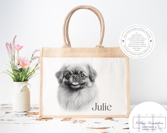 Personalised Sketchy Pekinese Dog - Cushion - Mug - Travel Mug - Shopping Bag - Hot Water Bottle - Various Items - Personalised Gifts