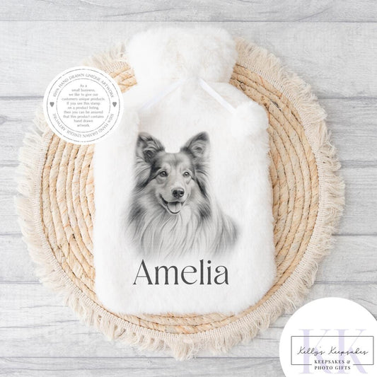 Personalised Sketchy Sheltie Dog - Cushion - Mug - Travel Mug - Shopping Bag - Hot Water Bottle - Various Items - Personalised Gifts