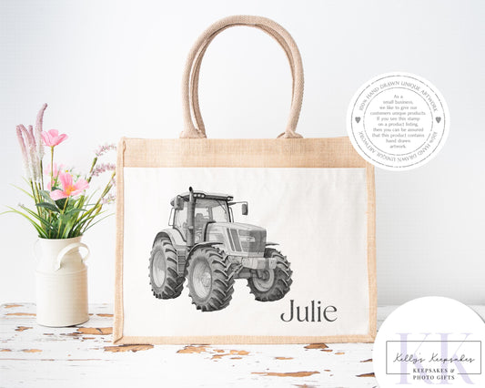 Personalised Sketchy Tractor - Cushion - Mug - Travel Mug - Shopping Bag - Hot Water Bottle - Various Items - Personalised Gifts - Farmer