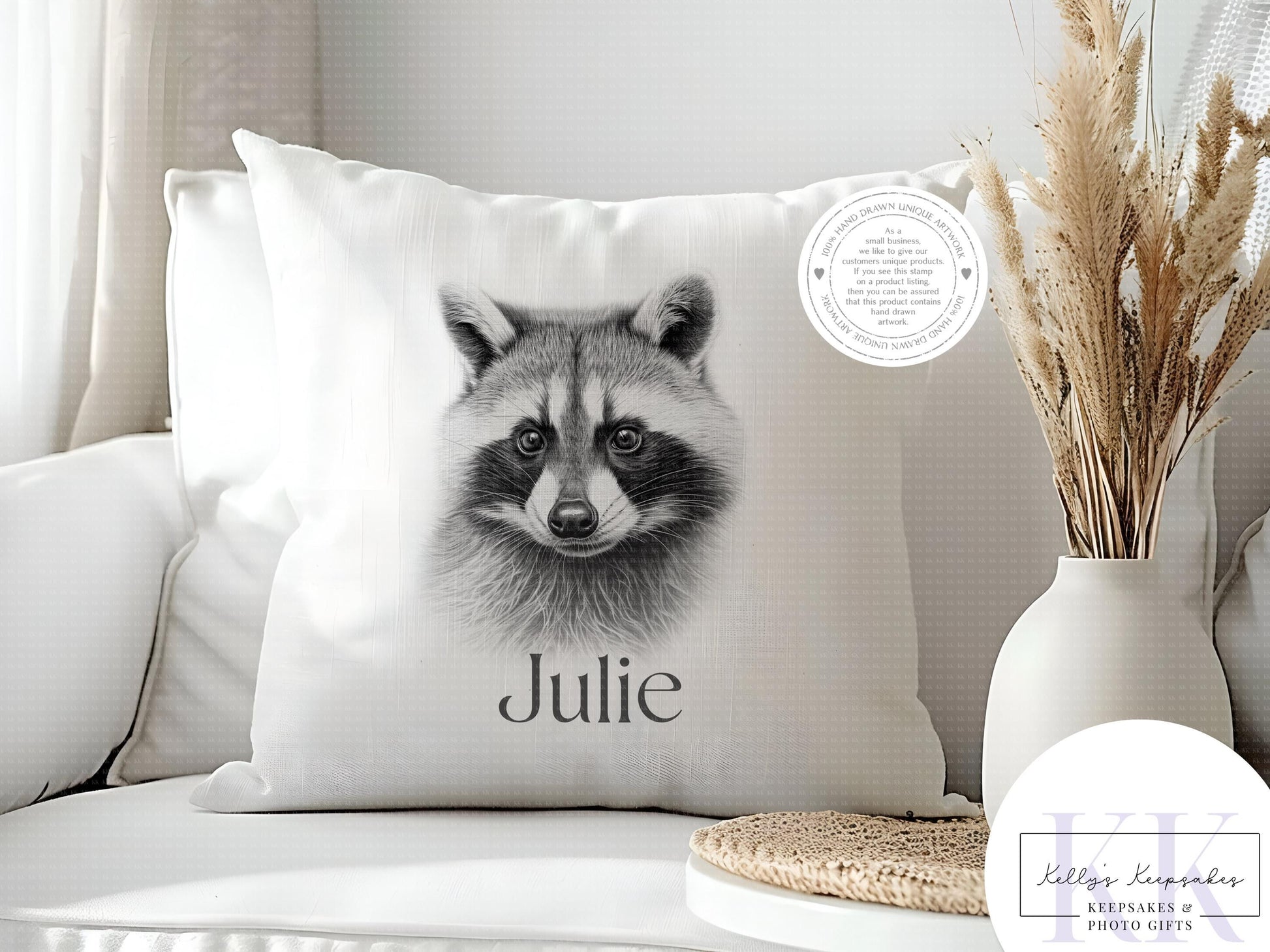 Personalised Sketchy Racoon - Cushion - Mug - Travel Mug - Shopping Bag - Hot Water Bottle - Various Items - Personalised Gifts