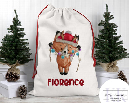 Personalised Christmas Animal Santa Sacks - Christmas Gift Sack - Giraffe - Zebra- Lion and more - Custom Name