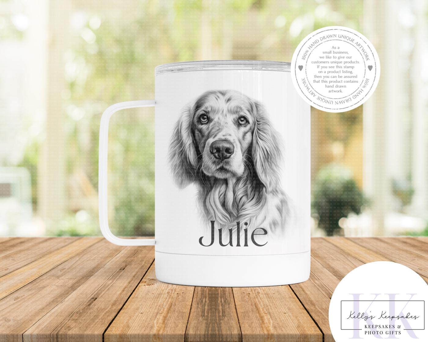 Personalised Sketchy English Setter - Cushion - Mug - Travel Mug - Shopping Bag - Hot Water Bottle - Various Items - Personalised Gifts