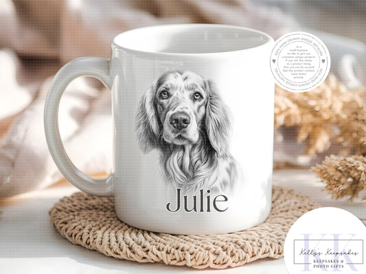 Personalised Sketchy English Setter - Cushion - Mug - Travel Mug - Shopping Bag - Hot Water Bottle - Various Items - Personalised Gifts