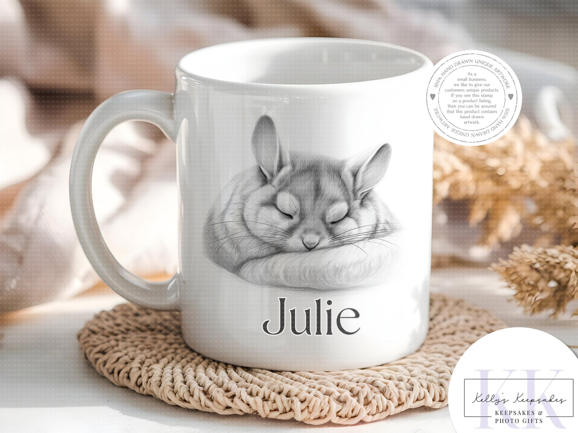 Personalised Sketchy Chinchilla - Cushion - Mug - Travel Mug - Shopping Bag - Hot Water Bottle - Various Items - Personalised Gifts