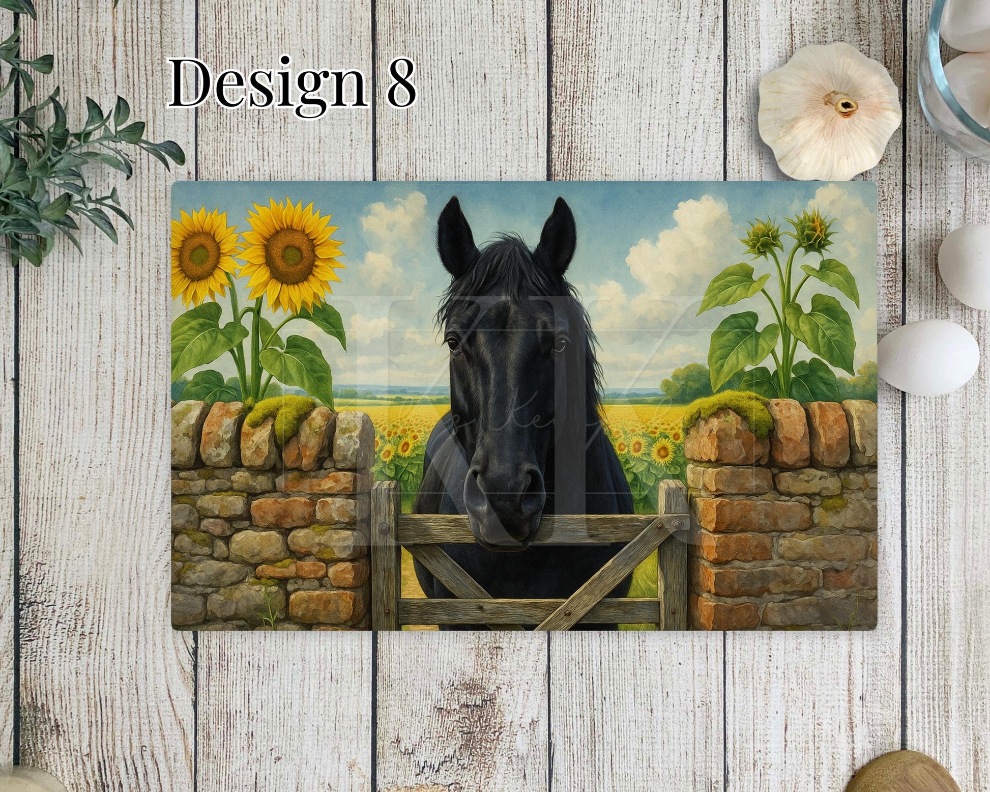 Horse with sunflowers Glass Copping Board - Worktop Saver - Horse Lover - Kitchen Decor - different sizes - Various Designs