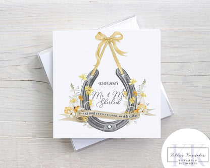 Personalised - Congratulations On Your Wedding Day - Horse shoe Personalised Card - Wedding Gift