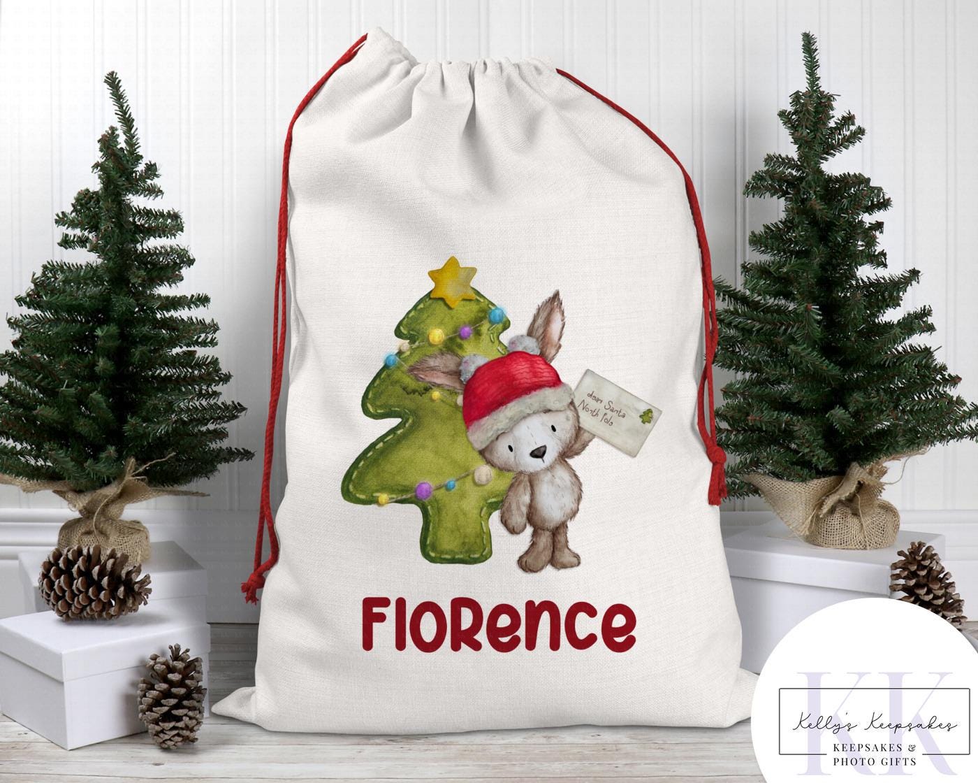 Personalised Christmas Animal Santa Sacks - Christmas Gift Sack - Giraffe - Zebra- Lion and more - Custom Name