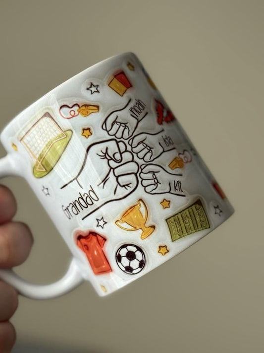 Personalised Football Dad Fist Bump Mug - Fathers Day - Dad & Children - Daddy - Gift for him - upto 6 hands - football lover